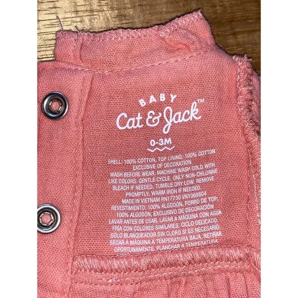 Cat & Jack Baby Girls Dusty Coral Long-Sleeve Bodysuit Romper Size NB - Picture 7 of 10